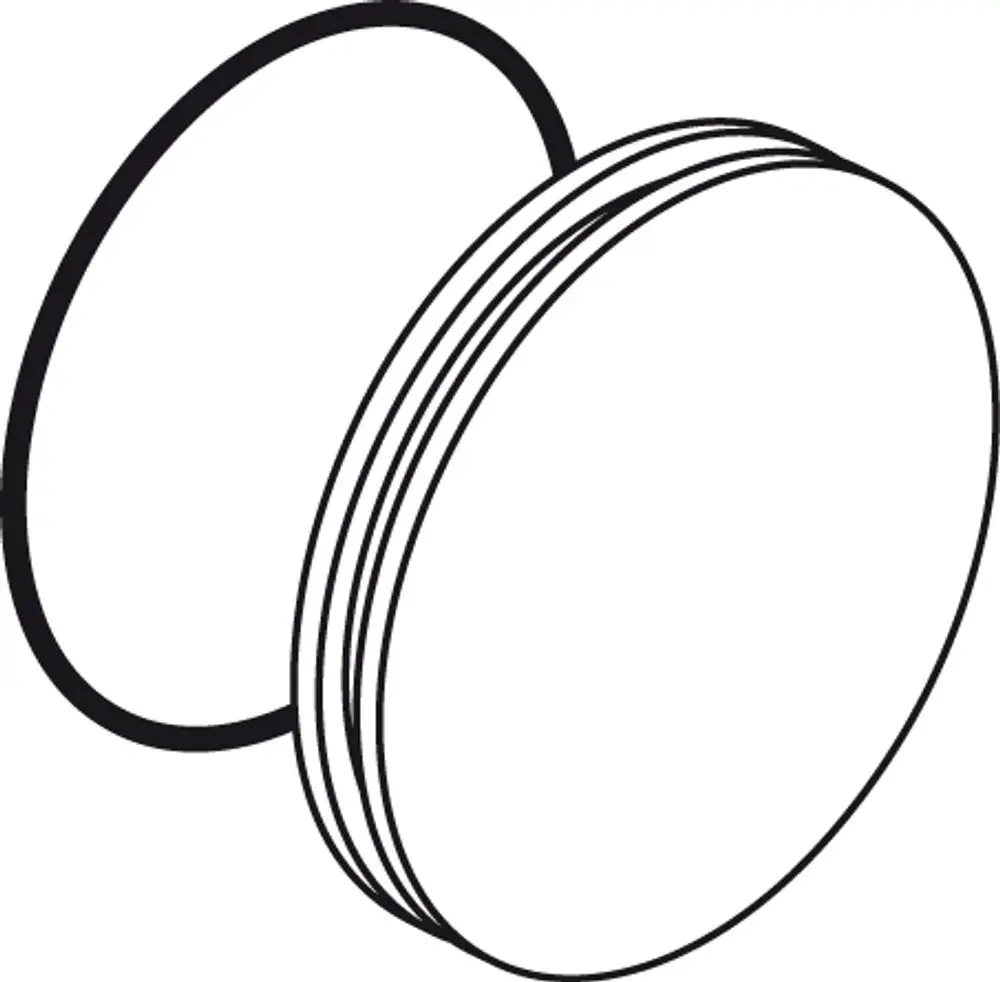 Kappe mit O-Ring in Chrom-Optik, passend für Ideal Standard Produkte. Das Bild zeigt die Kappe aus verschiedenen Blickwinkeln ohne spezifische Maße.